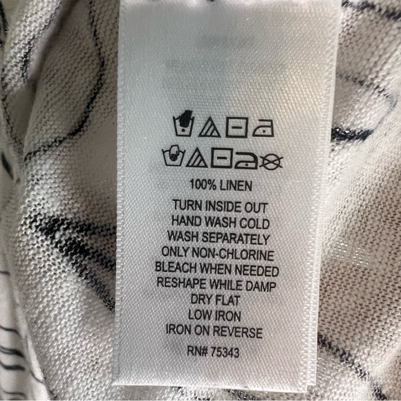 Cynthia Rowley Womens 100% Linen T Shirt Leaves White Sz L Basic Lightweight - Picture 8 of 9